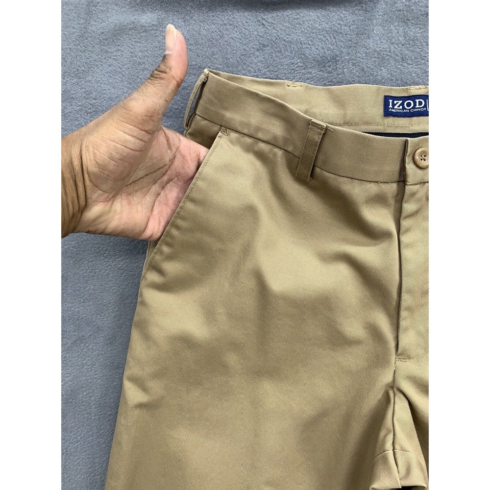 IZOD American Chino Pants Mens 32X32 Khaki Straight Fit Flat Front Pockets - Picture 5 of 16